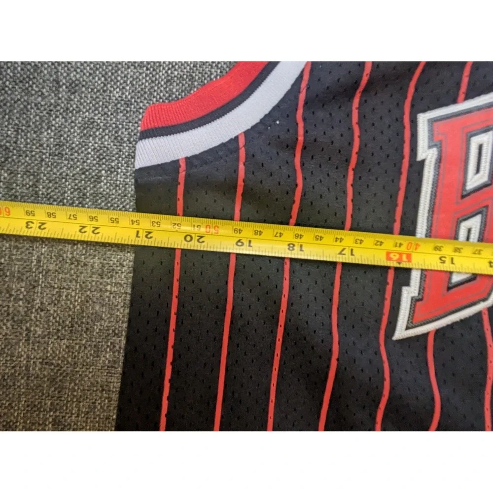 Dennis Rodman #91 Chicago Bulls Adidas NBA Basketball Pinstripe Jersey Large +2